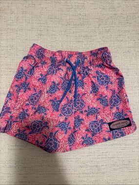 Vineyard Vines Pink & Blue Floral Kids Swim Trunks